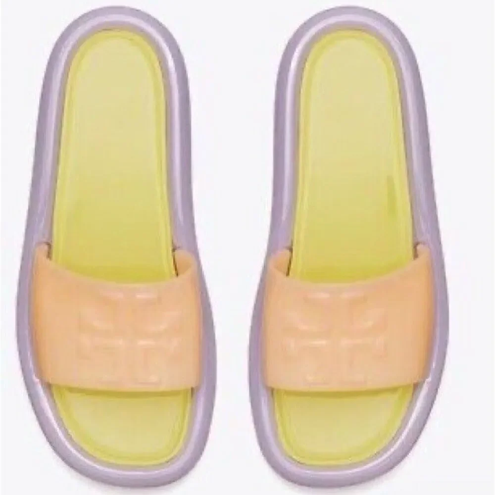 New Tory Burch Bubble Jelly Slide Sandal Peach/Citron  Women’s 10.5
